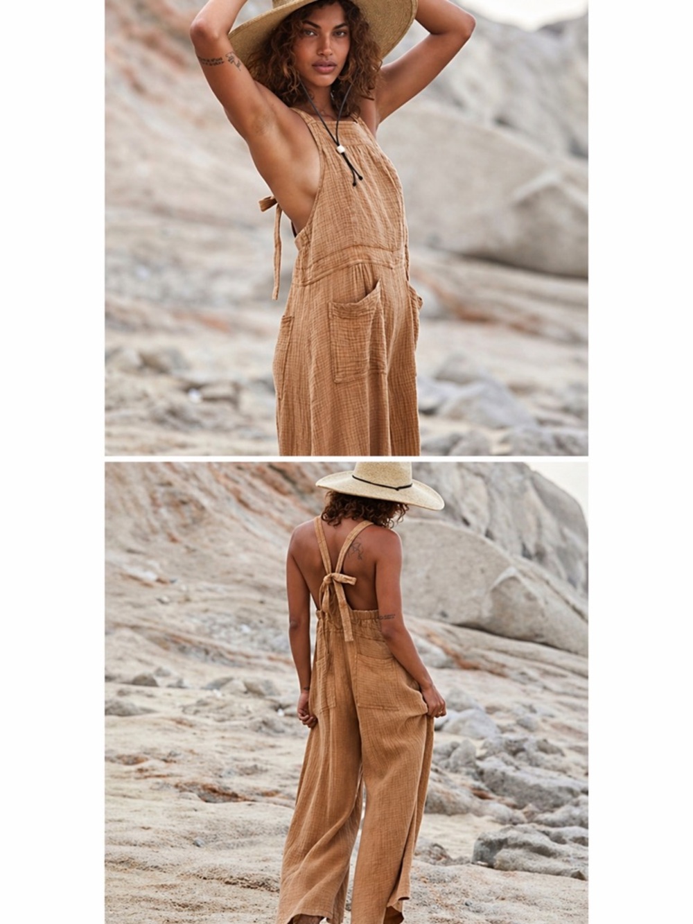 NWT free people golden tan Cyprus ave overalls